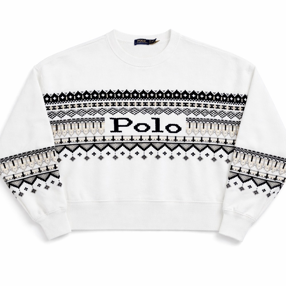 Ralph Lauren Cream and Black Patterned Sweatshirt